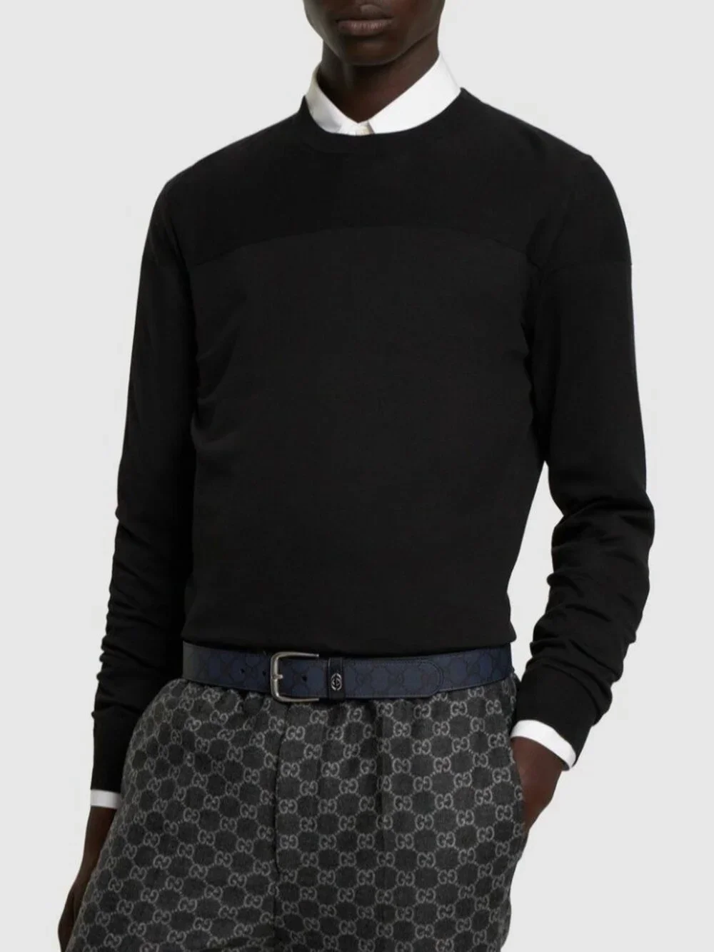 Gucci Men’s Interlocking G Supreme Calfskin W35mm Belt Dark Blue 120cm 673921